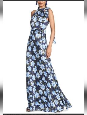 Sachin + Babi Navy Floral Halter Maxi Dress size 4 new with tags